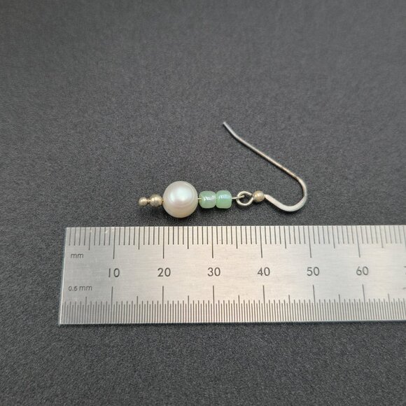 Silver Plated Genuine Pearl And Beaded Earrings A6500 - Picture 4 of 5